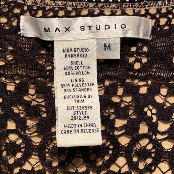 Max Studio V-neck Black Lace Dress w/ Nude Lining - Picture 5 of 10